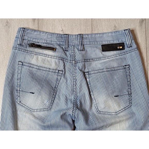 ITALIAN GAZZARRINI MENS COTTON DISTRESSED STRIPEDJEANS PANTS SIZE 33 - Picture 11 of 16